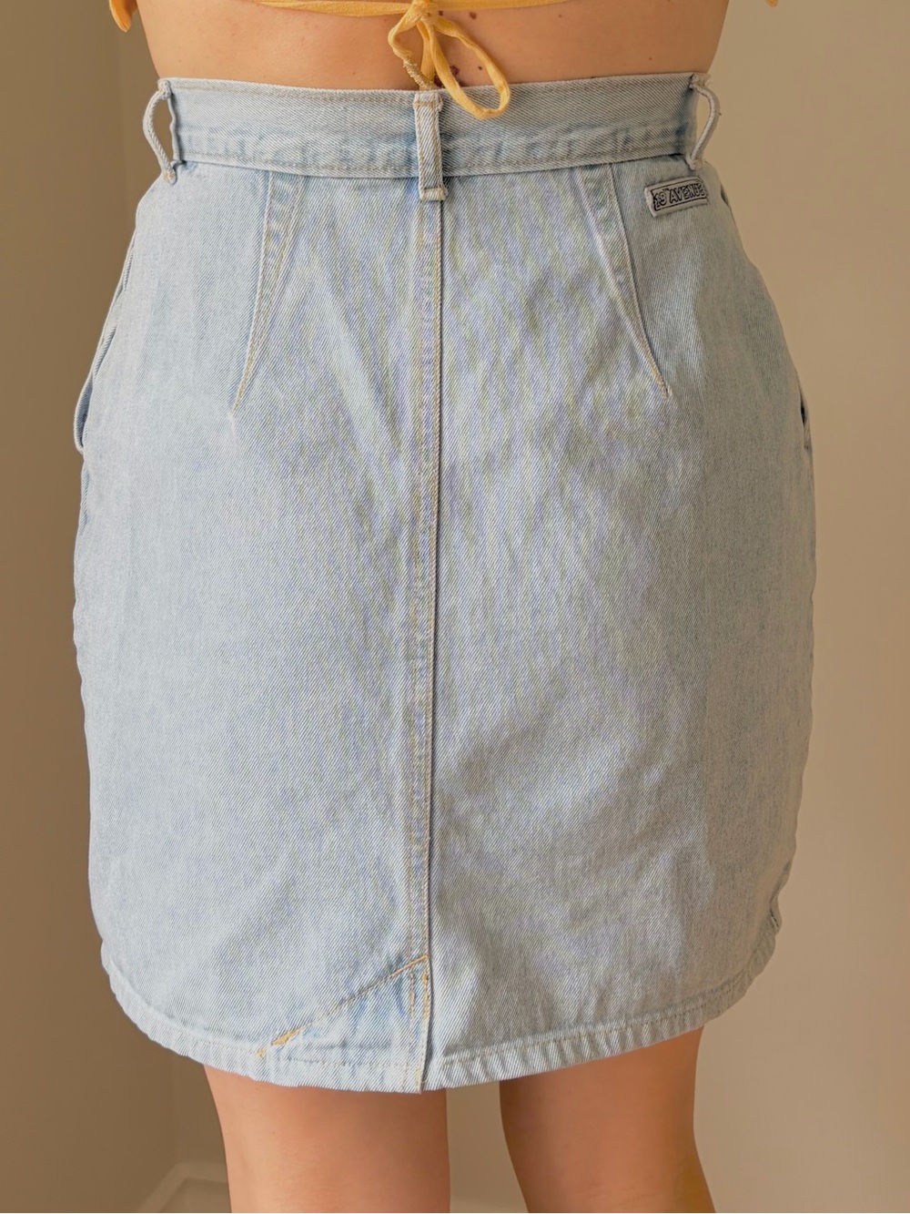 Western Light Denim Mini Skirt - Casual Women's Skirt - Picture 4 of 9